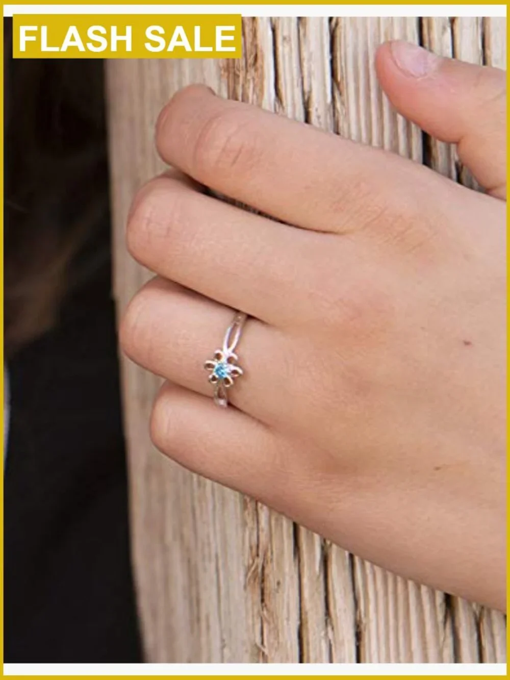 925 Sterling Silver Simulated Birthstone Flower Ring for Little Girls